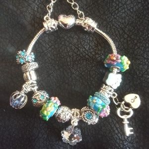 Charm Bracelet Blue @ Turquoise Murano Beads